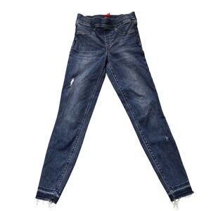 Spanx Jeans Womens Small Blue Distressed Skinny Stretch Denim High Rise Jeggings